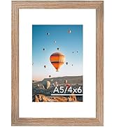 5.8x8.3 A5 Picture Frame Rustic Brown with 4x6 Mat for Wall Hanging or Tabletop, Display Photo 4x...