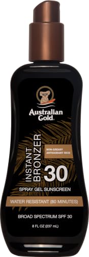 Australian Gold Spray Gel Sunscreen SPF 30 Broad Spectrum | Instant Bronzer
