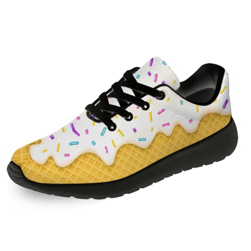 Women's Men's Ice Cream Print Running Shoes Lightweight Tennis Shoes Walking Athletic Sneakers Gifts for Boyfriend Girlfriend