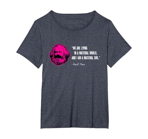 Funny Karl Marx Parody I'm a Material Girl T-Shirt, Women's Plus, Heather Blue, 1X