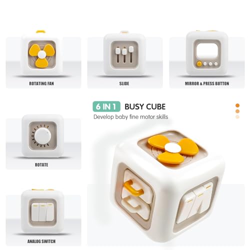 VoMii Baby Spielzeug ab 1 Jahr, Montessori Spielzeug, Feinmotorik Aktivitäts Würfel Spielzeug, Pädagogisches Lernspielzeug, Geschenk für Baby 12-24 Monate