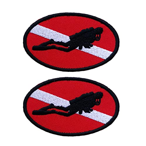 CUTICATE 2 Unids Diver Down Flag Emblema Bordado, Dive Flag Iron On/Sew En El Parche para La Gorra, Mochila, Chaleco, Bolsas, Chaqueta, Arnés, Ropa, Ca Cover