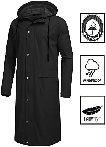 COOFANDY Regenjas voor heren, met capuchon, waterdicht, licht, actieve lange regenjas - Image 4