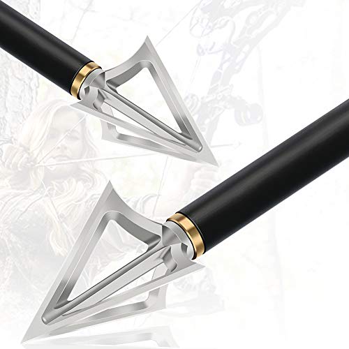 Feyachi Hunting Broad Heads 100 Grain Stainless Steel Fixed Blade Broadhead Arrow Tips Archery Arrowhead For Crossbow And Compound Bow, Pack Of 6 #TOP4