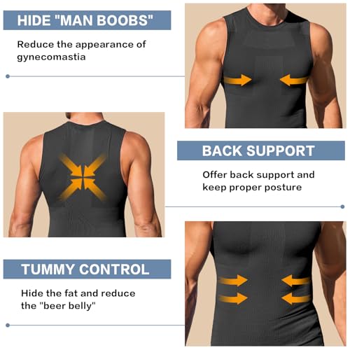 Beotyshow Mens Sleeveless Compression Shirt Slimming Body Shaper Vest Workout Tank Tops Shapewear Undershirts2