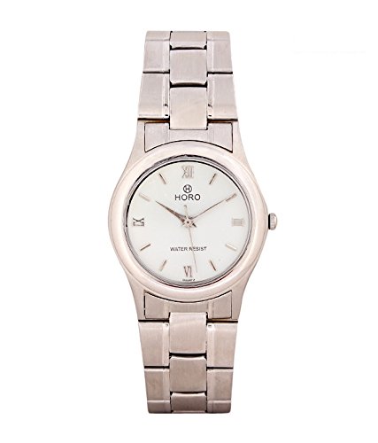 HORO(Imported Silver Plated Steel Chain Round Wrist Watch 40X32mm