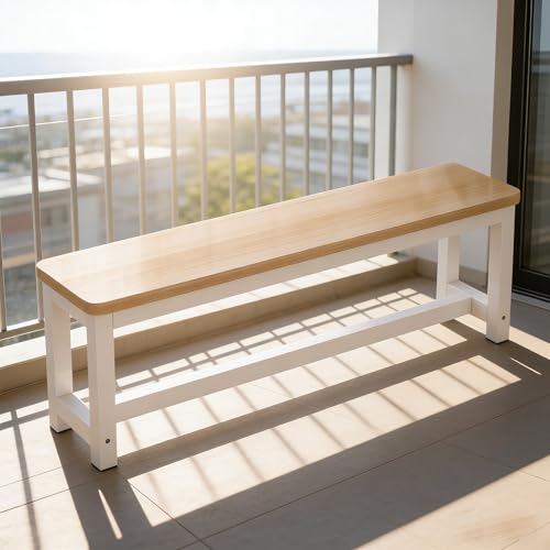 Banco de jardín de metal resistente con madera maciza para parques 8
