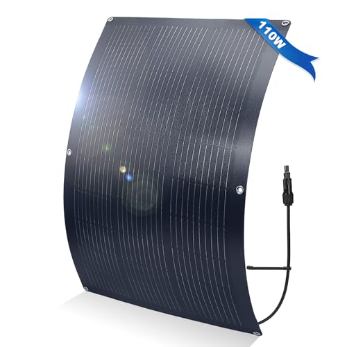 110W 12V Solarpanel Flexibel, ETFE Monokristallines Solarpanel,Monokristalline Solarmodule mit Ladekabel für Tragbares Kraftwerk,Dach,Camping im Freien,Garten,Wohnmobil,Auto,Boot,Yacht 12V Batterien
