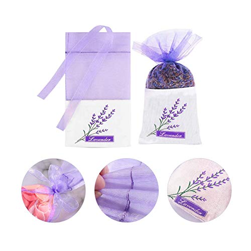XLKJ 30 Pcs Dried Lavender Sachets Bags,Empty Lavendar Flower Sachet Bags with Drawstring - Image 3