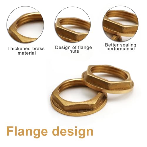 LERANXIN 6 Stück Flansch Sechskantmutter, G3/4 Flansch Innengewinde Messing Sechskantmutter, 3/4 Zoll Flanschmuttern für Badezimmer Waschbecken Sanitär Armaturen Zubehör