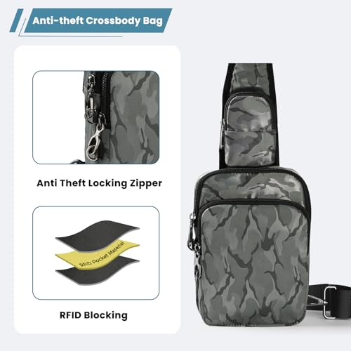 Image of Sling Bag, Crossbody Bag with Zipper Lock, RFID & Water Resistant for Women and Men Small Chest Bag for Travel Casual