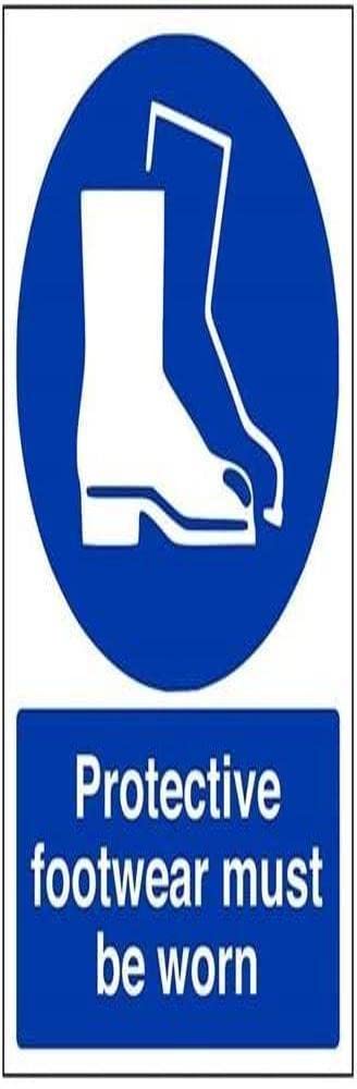 V Safety Protective Footwear Must Be Worn In This Area PPE Sign - 200mm x 300mm - Self Adhesive Vinyl