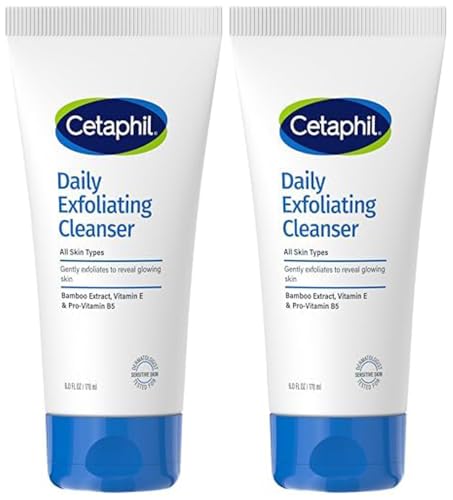 Cetaphil Daily Exfoliating Cleanser 178ml, Gently removes dirt and impurities, Buffs Away Dry Dull Skin, For All Skin Types, Non-Irritating, Dermatologically Tested (Pack of 2)