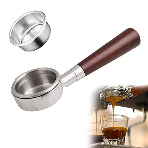KOBSAINF 58mm Bottomless Naked Portafilter No Base Filter Holder Basket with Wooden Handle for Filter Coffee