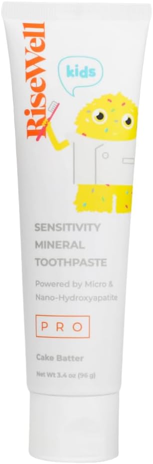 RiseWell PRO Kids Mineral Toothpaste - Micro & Nano Hydroxyapatite Toothpaste Kids - Made in USA, No Added Fluoride, Safe to Swallow & Dentist Developed for Remineralized Teeth (Cake Batter Flavor)