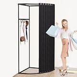 Lvrunben Clothing Store Fitting Room, Portable Privacy Protection Dressing Room, C-shaped Wall Corner Changing Room, Fitting Room for Room Divider, Shopping Mall, Office and Boutique (Black)