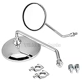 Yibid Universal Chrome 4' Round Motorcycle Bicycle Rearview Mirrors ,with 7/8' Handlebar Mount...