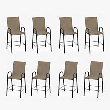 UDPATIO Outdoor Bar Stools Set of 8, All Weather Patio Bar Height Seat, High Back Patio Stools & Bar Chairs for Backyard, Balcony and Pool, Brown