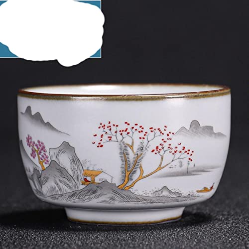 Tazza da tè in ceramica cinese Ru Kiln Squisito motivo dipinto a mano Tazza singola Ciotola da tè Tazze da maestro Tazza individuale Servizio da tè fatto a mano