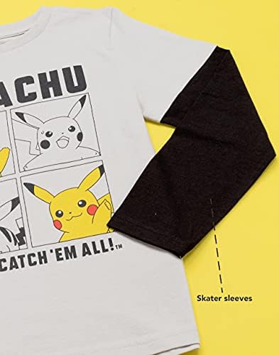 Pokemon T-Shirt Boys Kids Skater Clothes Grey Pikachu Game Top 5 41evTzJS7kL. AC