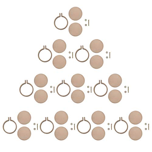 10 Pieces Mini Wood Hoops Punched Small Hoop Ring for Cross Stitch Frame Embroidery Hoop Arts DIY Pendant Crafts Tool (XS - 3cm2.5cm)