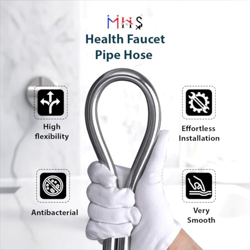 Image of MHS Premium Health Faucet Hose Pipe - Flexible Silver PVC Tube for Bathroom Hand Shower & Faucet | Durable & Leak-Proof | Heavy Duty Brass Fittings | Made in India (1 Meter)