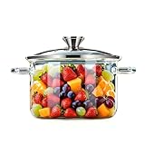 3.5L Glass Simmer Pot for Cooking on Stovetop | Clear Borosilicate Saucepan With Lid | Glass Pots Cookware for Soup, Milk, Baby Food, Pasta & Herbal Tea