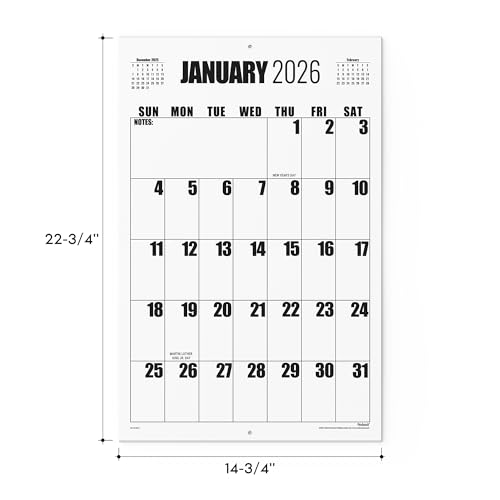 Wall Calendar 2026, Nekmit Calendar 2026 from January 2026 - December 2026, 22 3/4\" x 14 3/4\", Large Print Big Grid Wall Calendar, Perfect for Organizing & Planning