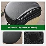 FUANGUI Bar Stool Covers Round Set of 2, Waterproof PU Seat Covers With Elastic Bands, Chair Covers Washable Cushion Slipcover for 12-15 Inch - Black - Image 4