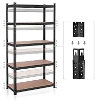 SONGMICS Schwerlastregal, Kellerregal, Lagerregal, 40 x 90 x 180 cm, Regal mit Stahlgestell, bis 875 kg belastbar, 5 verstellbare Ablagen, schwarz GLR040B01 – Ansicht 5