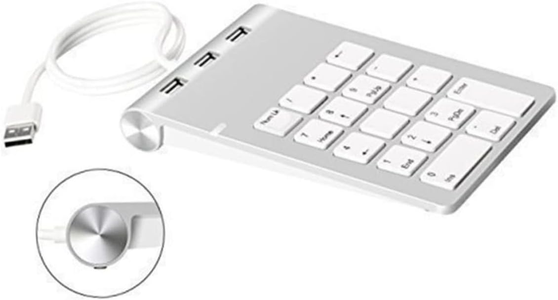 NUOBESTY USB Numeric Keypad with USB Ports Hub Key Wired Numpad for Laptop Computer Lightweight Design Compatibility