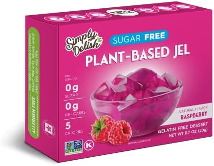 Simply Delish Natural Raspberry Jel Dessert - Sugar Free, Non GMO, Gluten Free, Fat Free, Lactose Free, Keto Friendly - 0.7 OZ (1)