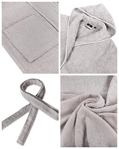 Albornoz de hombre LAYNENBURG de algodón 100%, bata larga de baño de 360g/m2 talla L 4