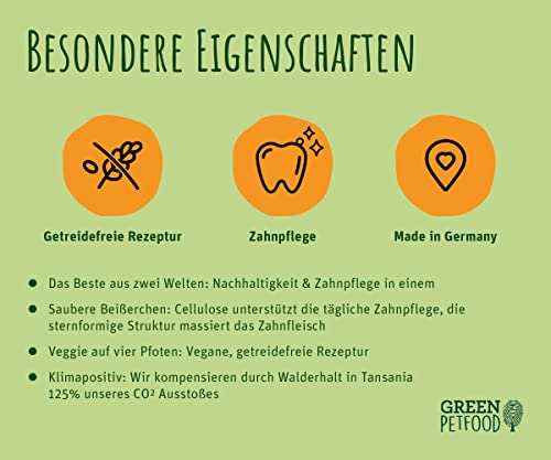 Green Petfood VeggieDog Denties (13 x 180 g) | Adult | Premium Kausnack für Hunde | Tapioka & Kartoffel | Leckerli, Snack & Zahnpflege in einem | vegan | getreidefrei | Ergänzungsfutter | 13er Pack