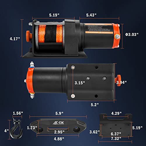 Ac-Dk 2500 Lb Atv/Utv Winch Synthetic Rope Kits, 12V Winch With Wireless Remote For Off Road Trailer Boat Rv Towing Winches, Waterproof Winch With Mounting Plate And Wired Remote #TOP6