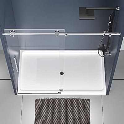 DELAVIN 60" x 36" Single Threshold Shower Base, Slip Resistant, Center Drain Location, Rectangle Acrylic Shower Pan in Glossy White