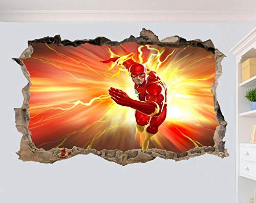 Self-Adhesive Wall Stickers,Flash Comic Hero Cartoon Wall Stickers 3D Art Poster Room Decoration Decal Mural-50Cmx70Cm #TOP1