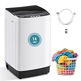 Stopsad 1.9 Cu.Ft Portable Washing Machine, Full-Automatic Electric Laundry Machine with 10 Programs, Compact Clothes Wash and Spin Combo with Stainless Steel Drum, Drain Hose for Apartment, Dorm,Home