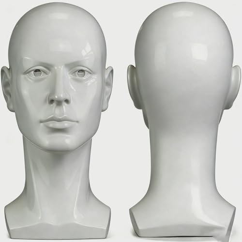 LIAMTU Male Mannequin Head for Display – Realistic PVC Head Model for Wigs, Hats, Headphones, Jewelry, Salon and Home Decoration,Whate