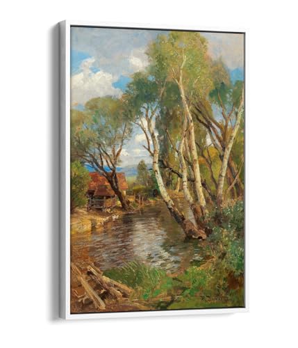 Impression sur toile bouleaux pour illuminer un mur sombre avec cadre blanc