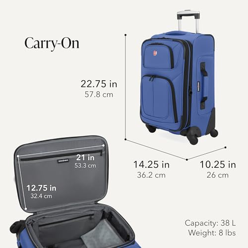 Image of SWISSGEAR Sion Carry-On /Large Softside Expandable Spinner Luggage Set, Lightweight, Regatta, 2-Piece Set (21 /29-Inch)