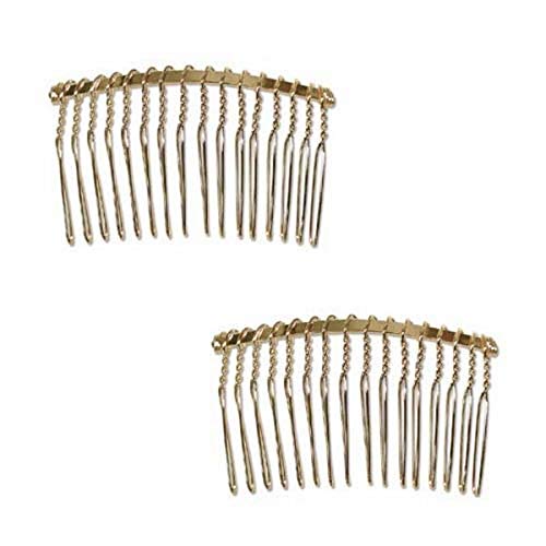 Beadaholique 2-Piece Metal Fancy Hair Combs with Fun Craft Beading Project, 1-1/4-Inch, 22K Gold