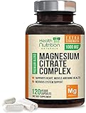 High Potency Magnesium Citrate Capsules 1000mg - Gentle Complex for Max Absorption, Made in USA, Best Bowel Supplement That Supports The Colon and Also Supports Restful Sleep - 120 Capsules