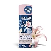 Jean & Len Mini Trockenshampoo Frische & Volumen, kein fettiger Ansatz, keine weißen Rückstände, duftet nach Lilie, für feines Haar ohne Volumen, Reisegröße, ohne Parabene & Silikone, vegan, 50 ml