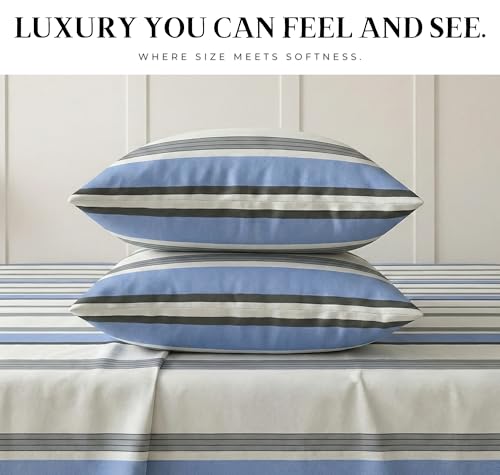 Image of VAS COLLECTIONS 300 TC Cloud Cotton Bedsheet Set Super King Size 108x108 Inch (275x275 cm) | Soft Breathable Double Bed Sheet with 2 Pillow Covers | Luxury Hotel Quality Bed Linen (French Blue)
