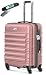 KESSER® Handgepäck Reisekoffer 55L Hartschalen-Koffer Inkl. Kofferwaage + Gepäckanhänger | Trolley Gepäck Rollkoffer Zahlenschloss 4 Rollen ABS-Hartschale Teleskopgriff, 55x40x25cm, Himbeerrosa