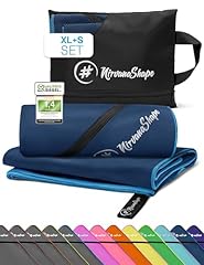 NirvanaShape Mikrofaser Handtuch, Microfaser Handtücher leicht, kompakt als Badetuch, Reisehandtuch, Strandtuch, Sporthandtuch, 2er Set XL+S 200 x 100 + 60 x 40 cm