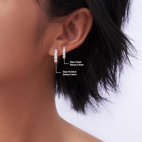 Moissanite Hoop Earrings for Women, D Color VVS1 Clarity Huggie Hoops Hypoallergenic Sterling Silver with 18K White/Yellow Gold Plated4