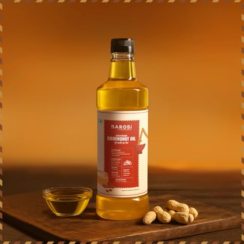 Image of BAROSI [Cold Pressed Groundnut Oil - 1L] | Kachi Ghani Peanut Oil |Pure, Natural & Organic, Unrefined Wood Pressed for Healthy Cooking| Helps Lower Cholesterol, Goodness of Omega 6 & Authentic Seed Flavour