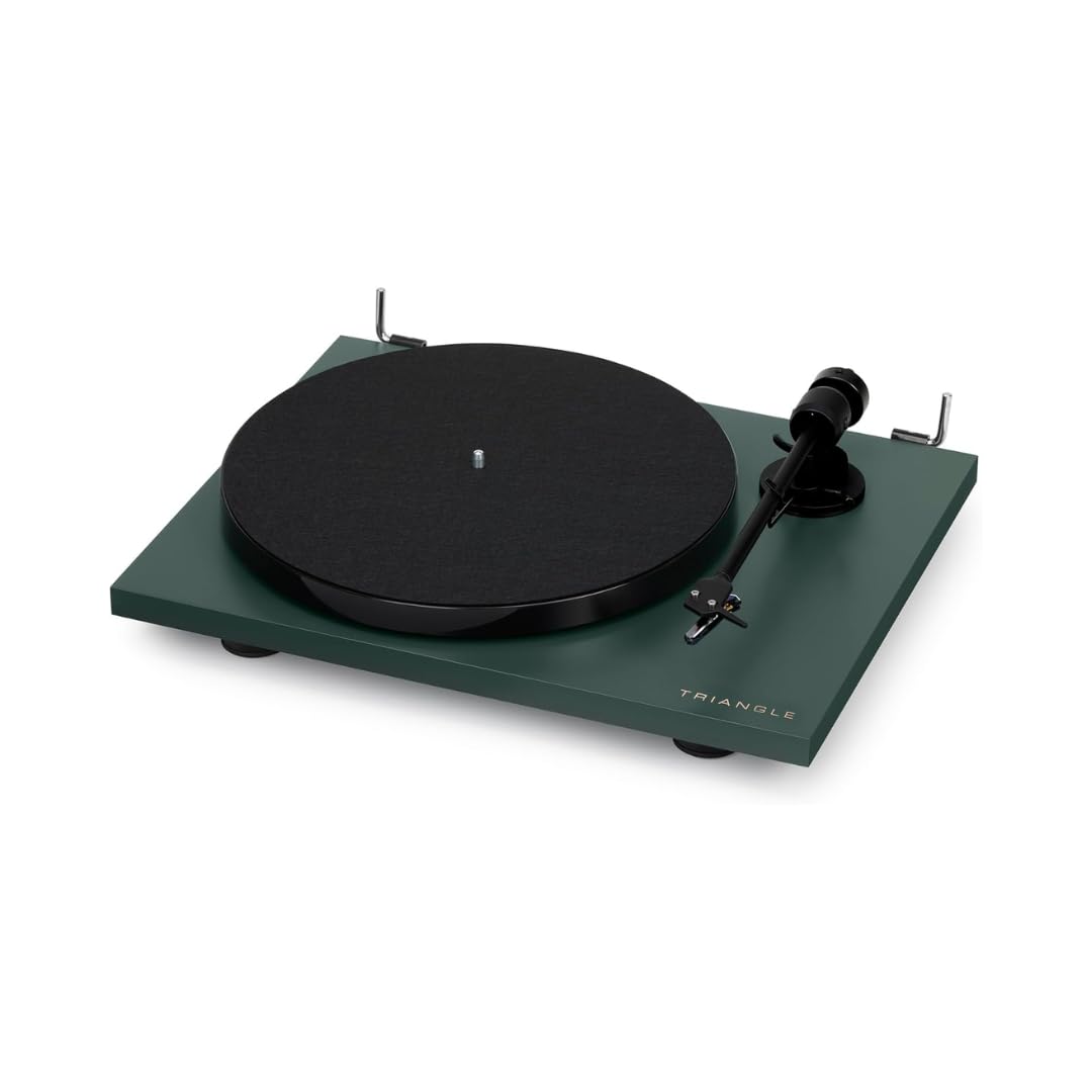 Triangle – Platine Vinyle Lunar 1 – Platine Vinyle Manuelle 33/45 Tours à Entrainement par Courroie – Cellule OM-5E intégrée - 420 x 112 x 330 mm - Vert
